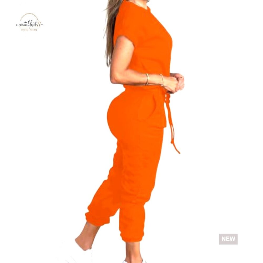 Large Polyester Jogger Set With Pockets, Short Sl… - image 4